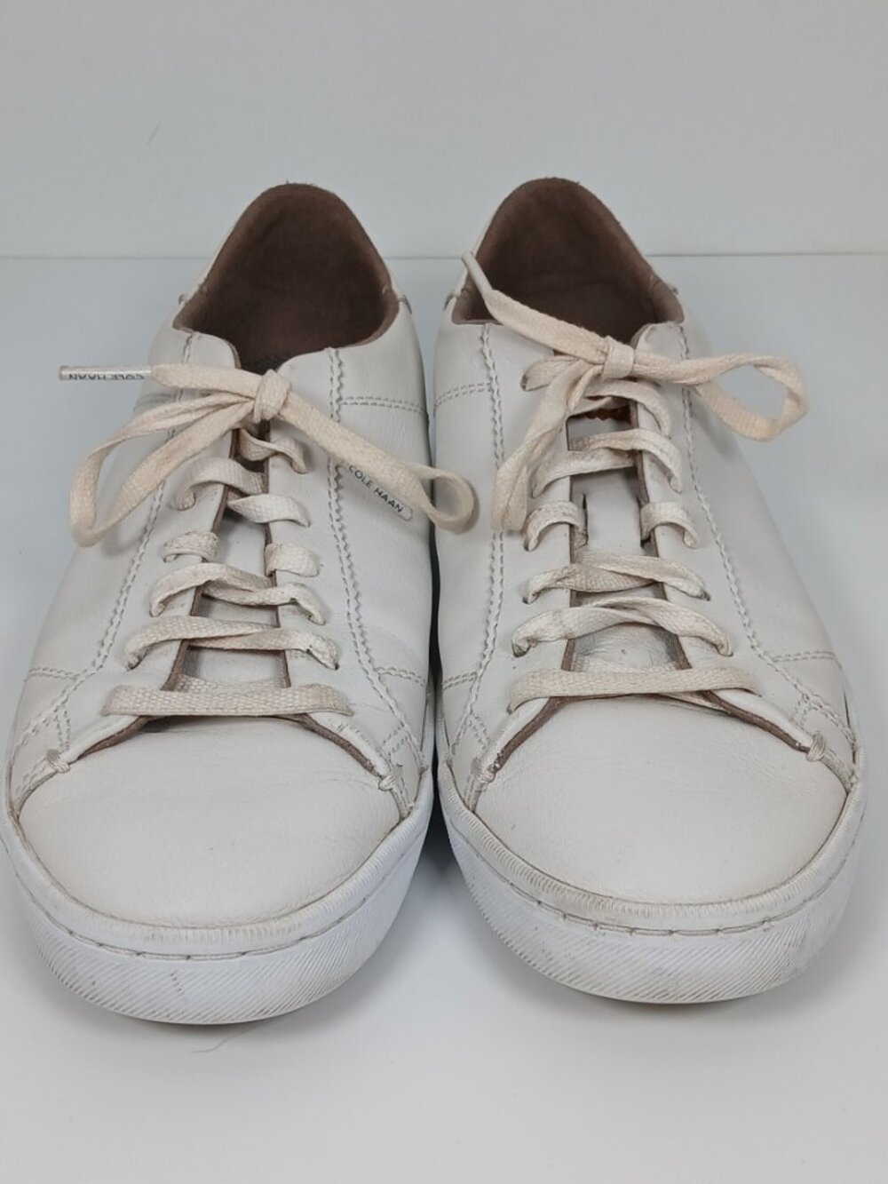 Cole Haan Grand Crosscourt White Leather Sneakers Gold Hardware 7.5B - Picture 2 of 14